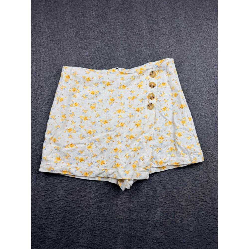 Aeropostale Floral Women's Skort Size L White‎ Yellow Daisy Print High Rise Mini